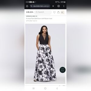 David's Bridal Black and White Floral Gown